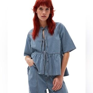 NWOT Ganni Denim Peplum Top 💙